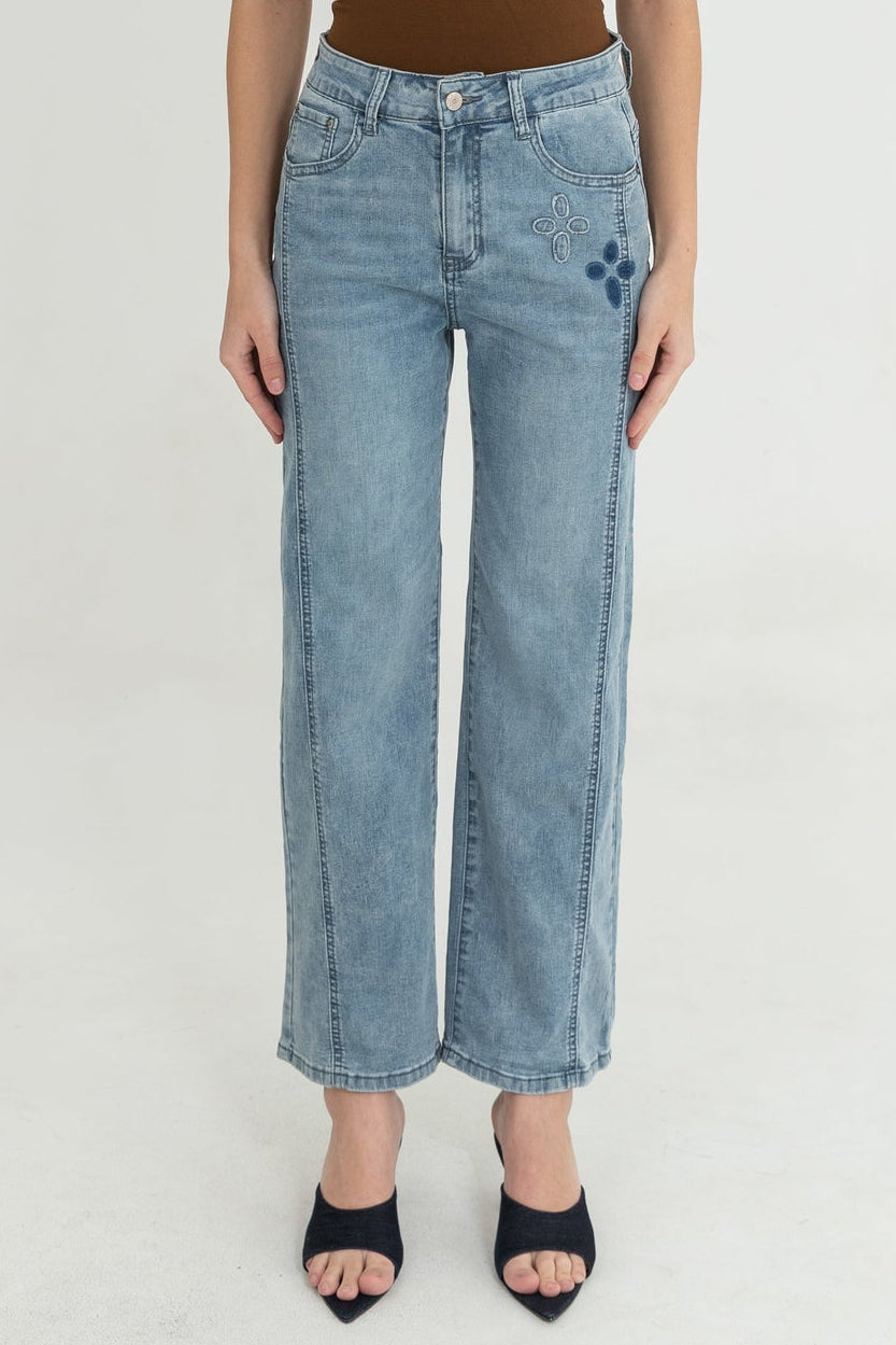 Wide Leg Light Blue Jeans c206