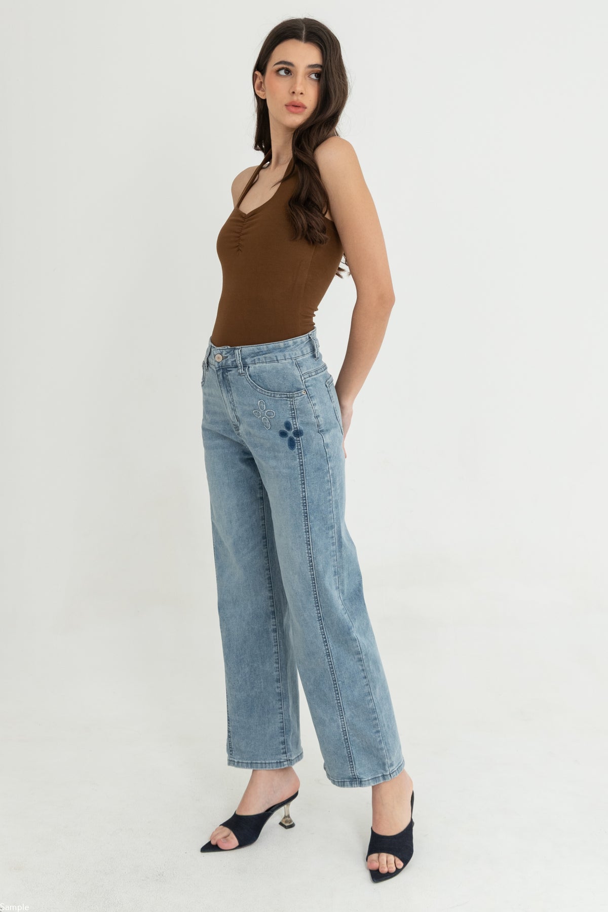 Wide Leg Light Blue Jeans c206