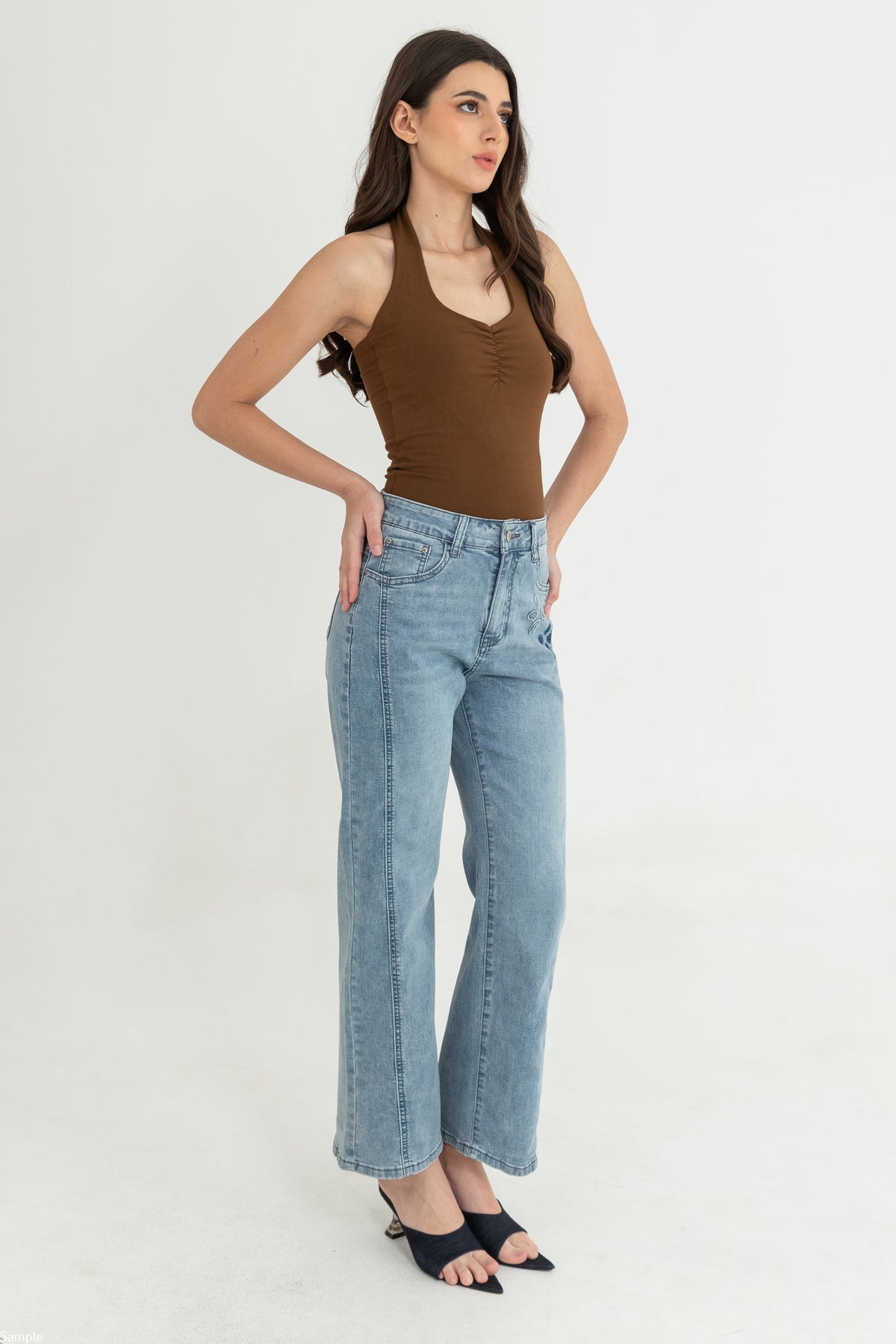 Wide Leg Light Blue Jeans c206