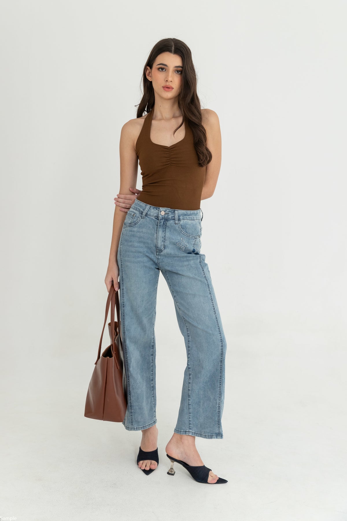 Wide Leg Light Blue Jeans c206