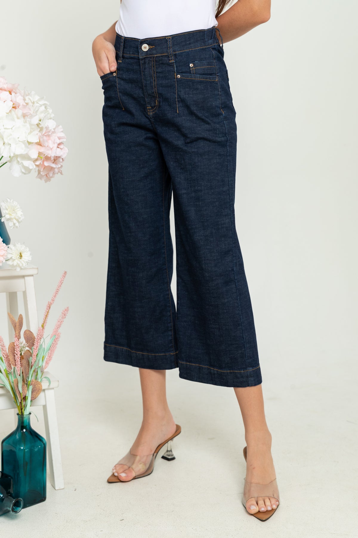 Cropped Dark Blue Jeans c150
