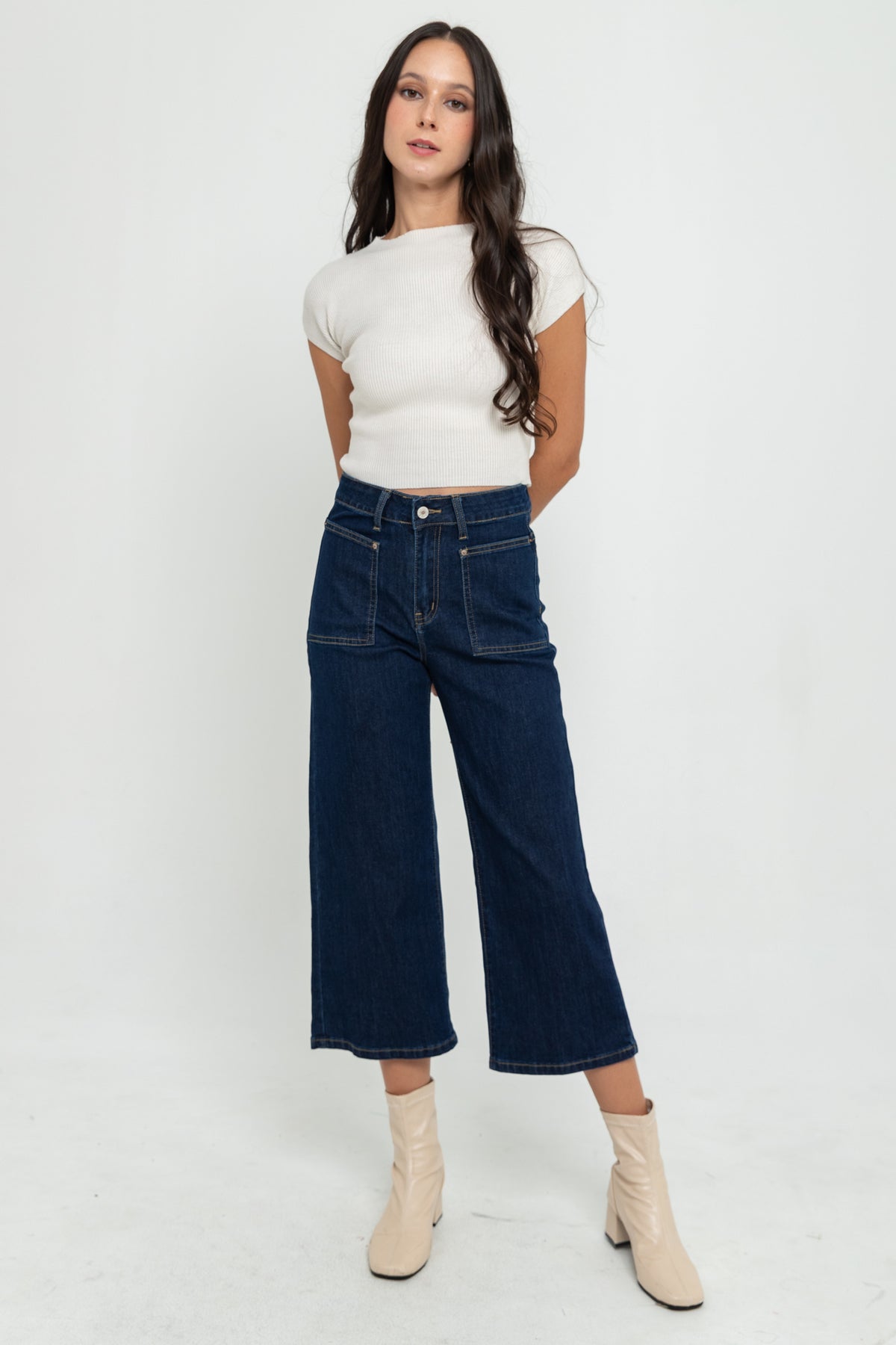 Cropped Dark Blue Jeans c169