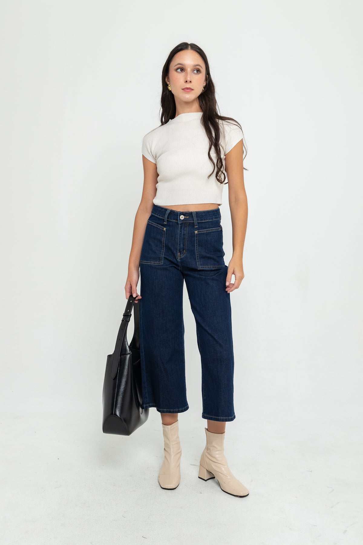 Cropped Dark Blue Jeans c169