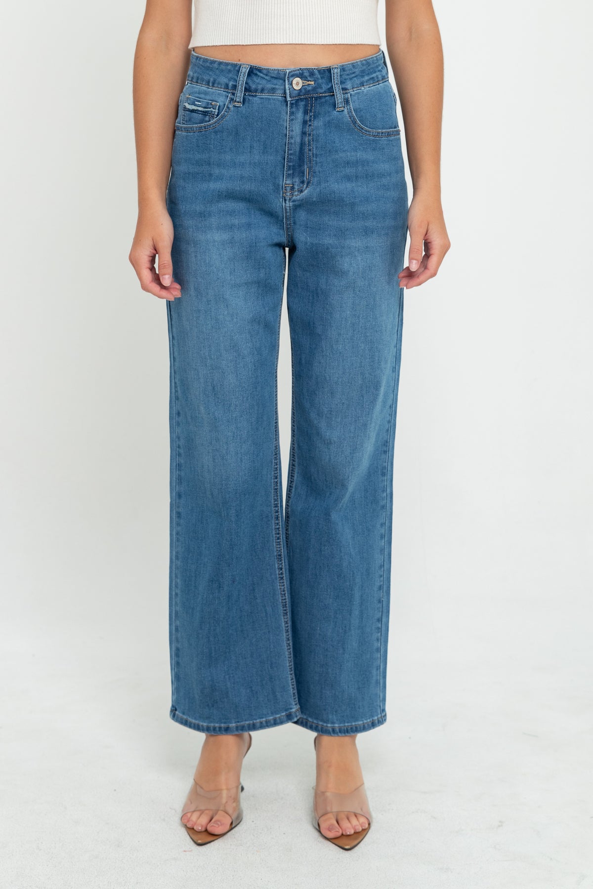 Wide Leg Light Blue Jeans s448