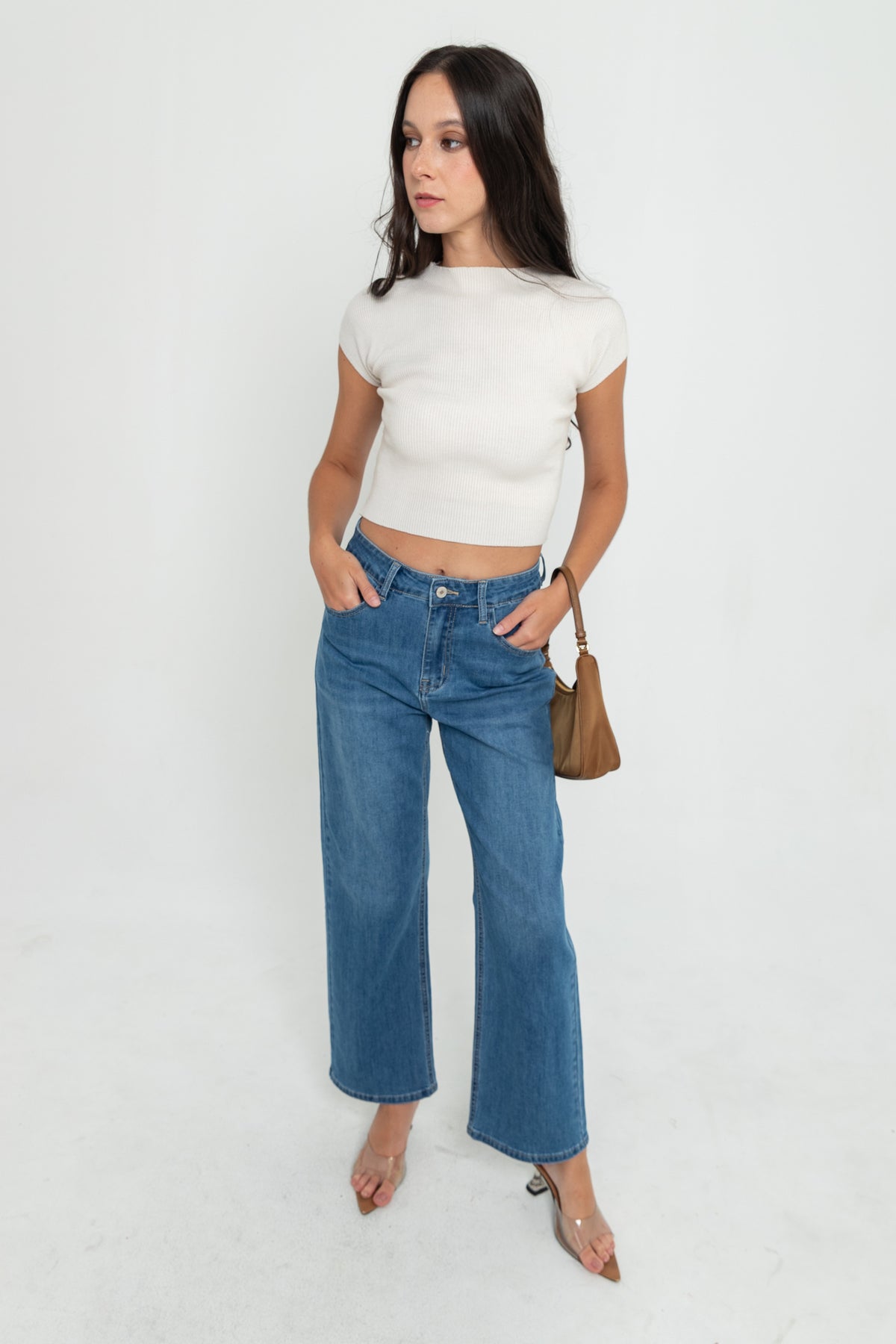 Wide Leg Light Blue Jeans s448