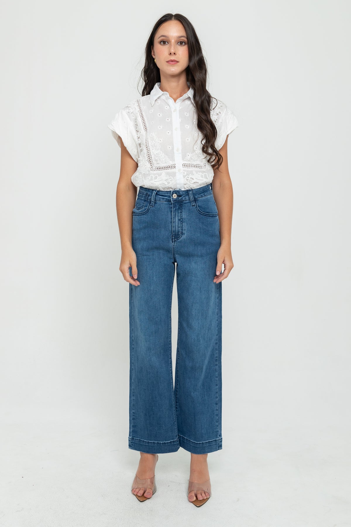 Wide Leg Dark Blue Jeans s455
