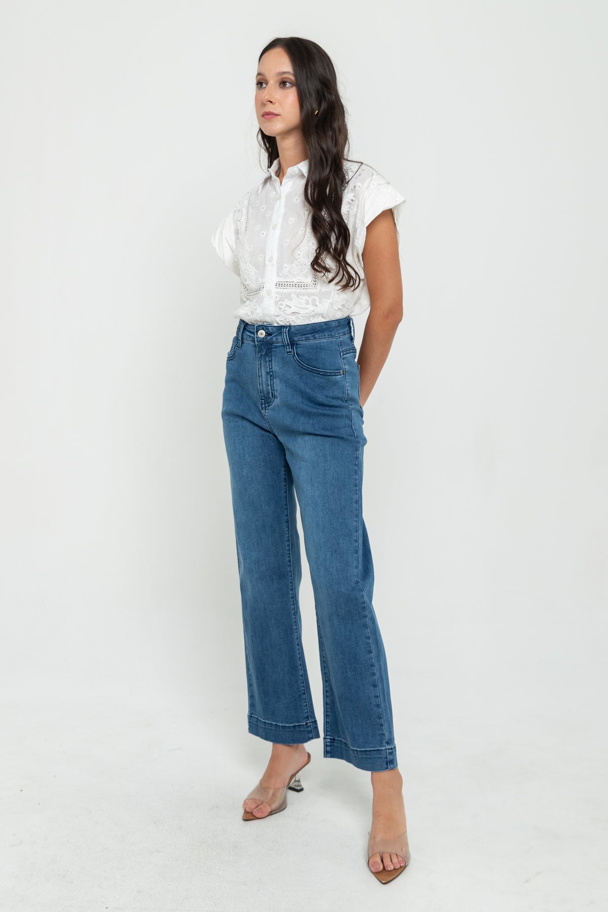 Wide Leg Dark Blue Jeans s455