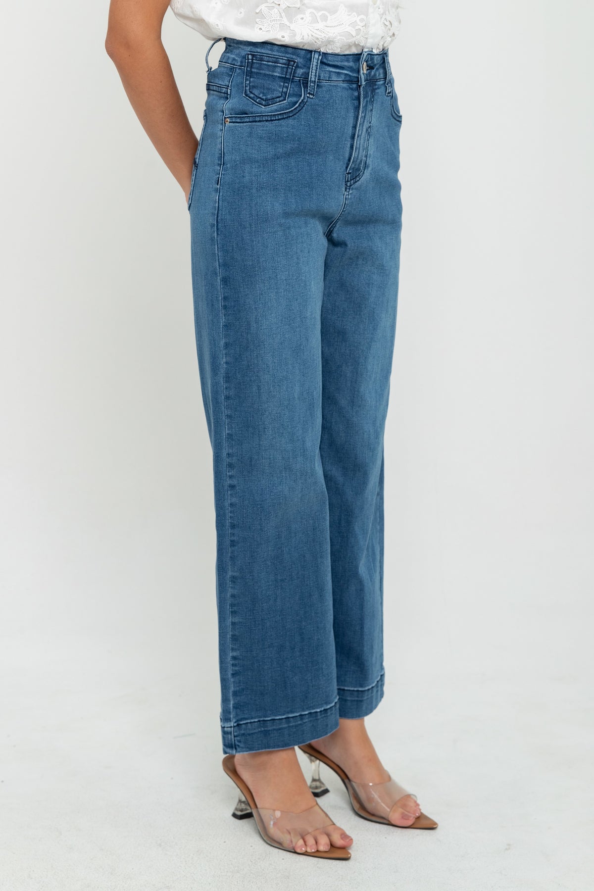 Wide Leg Dark Blue Jeans s455