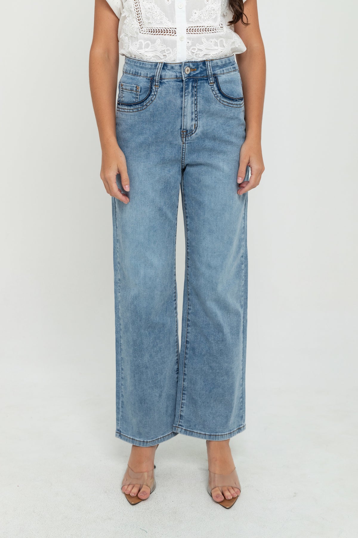 Wide Leg Light Blue Jeans s468