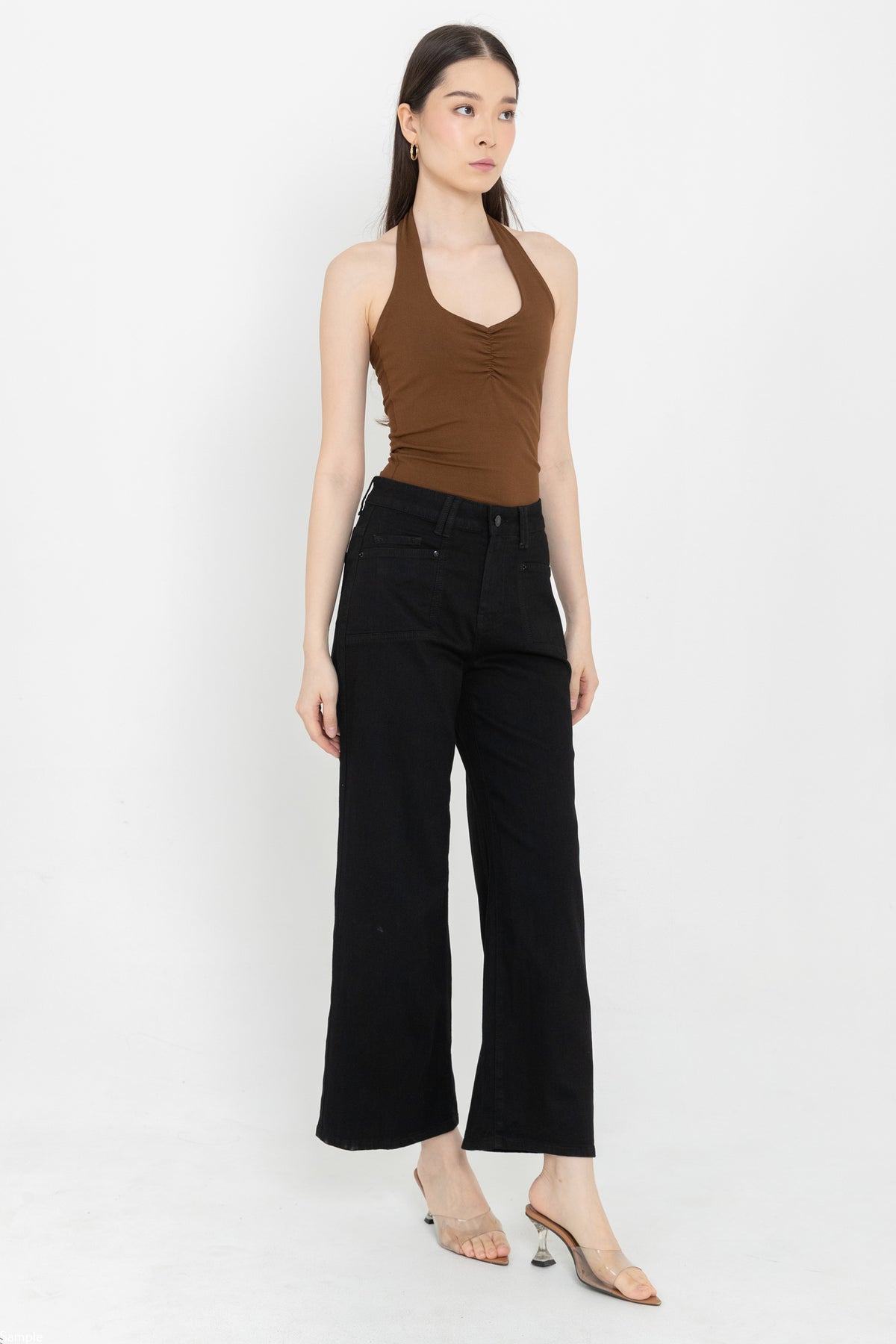 Wide Leg Black Jeans c187