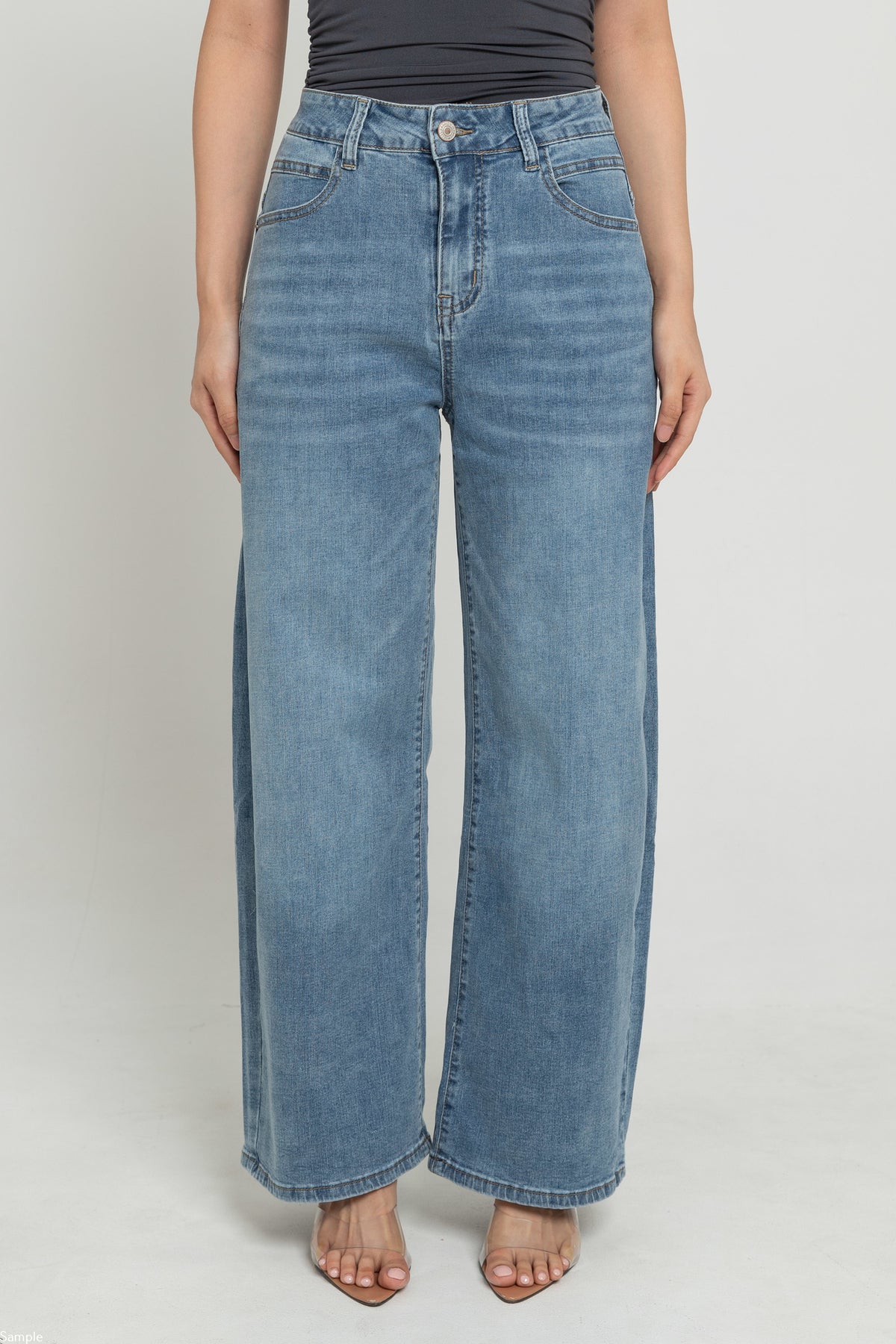 Wide Leg Light Blue Jeans c201