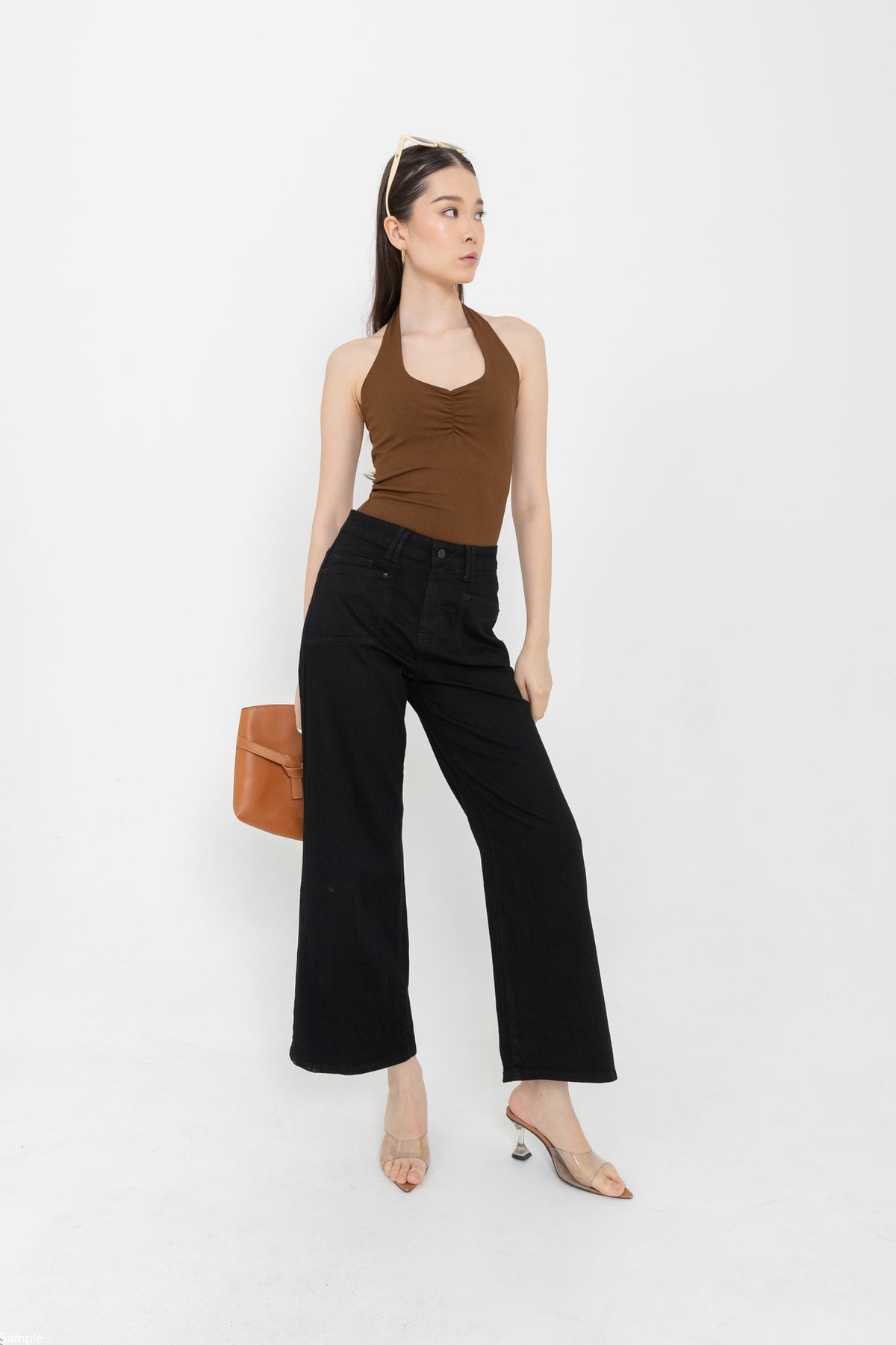 Wide Leg Black Jeans c187