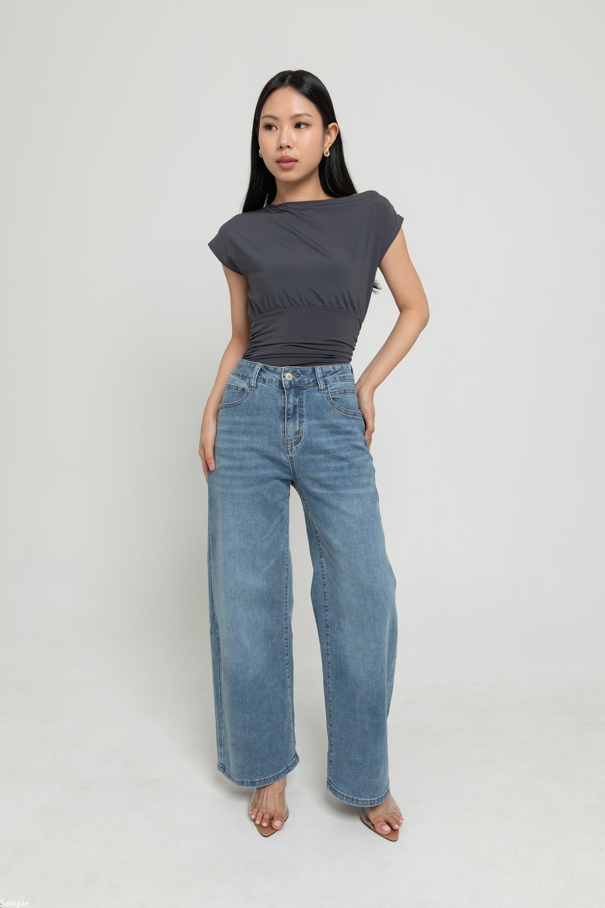 Wide Leg Light Blue Jeans c201
