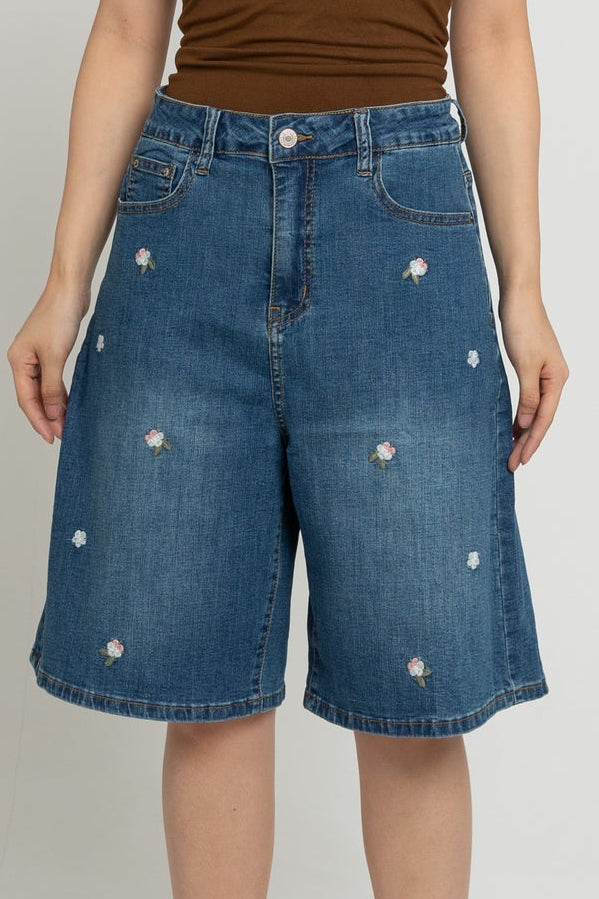 Jorts Dark Blue Embroidered Jeans c208