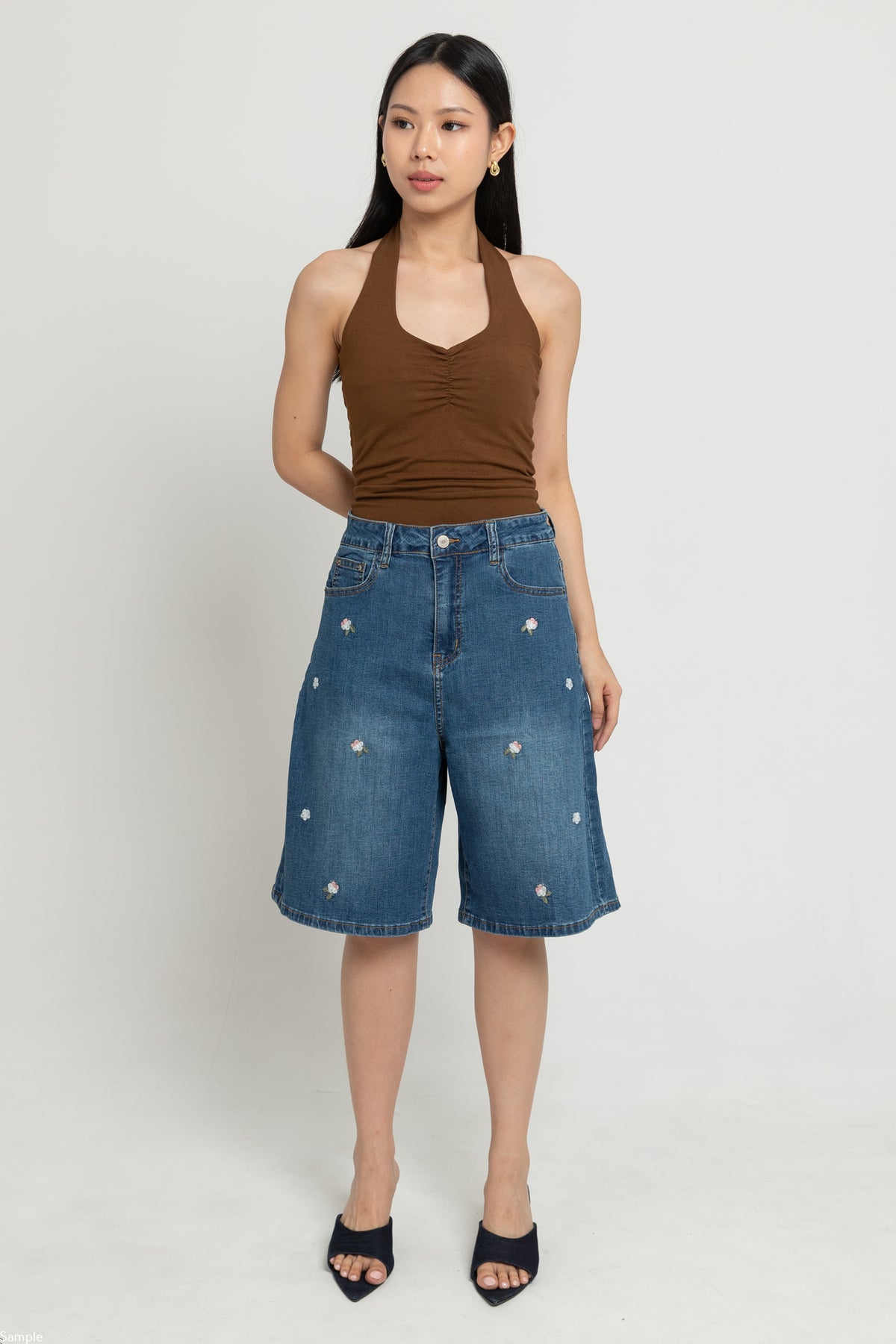 Jorts Dark Blue Embroidered Jeans c208