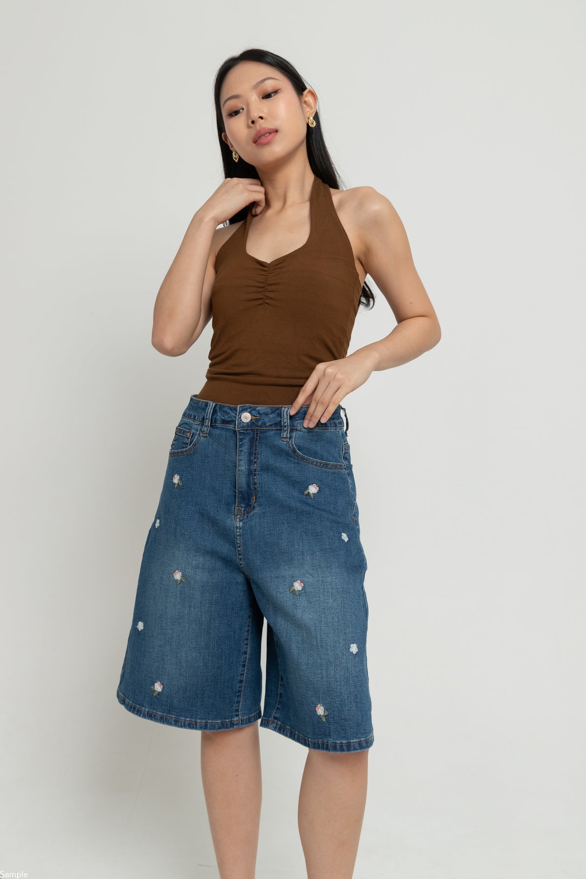Jorts Dark Blue Embroidered Jeans c208