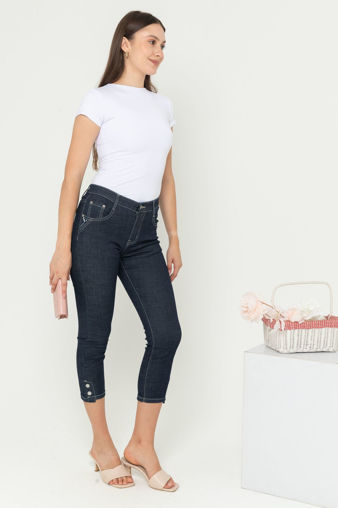 Cropped Dark Blue Jeans s355