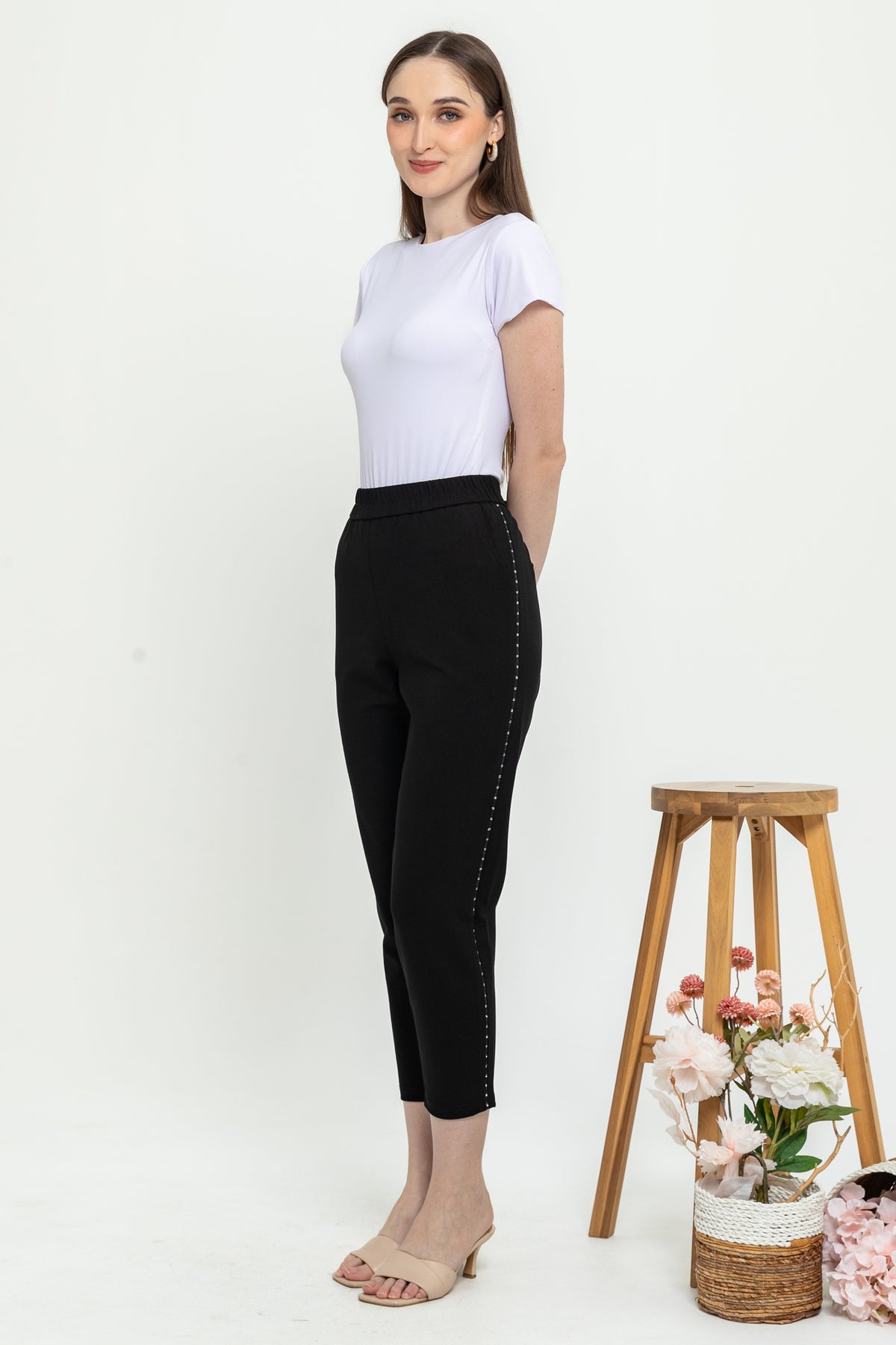 Combed Cotton Cropped Pants 99155