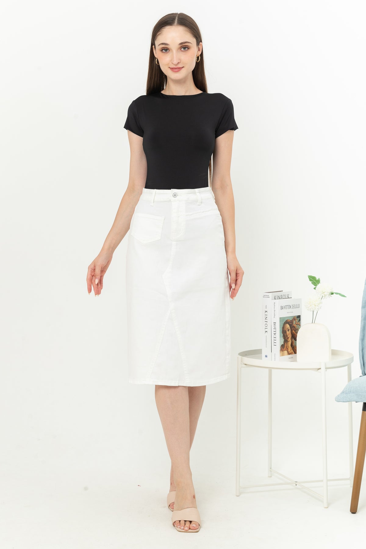 Skirt White Jeans s321