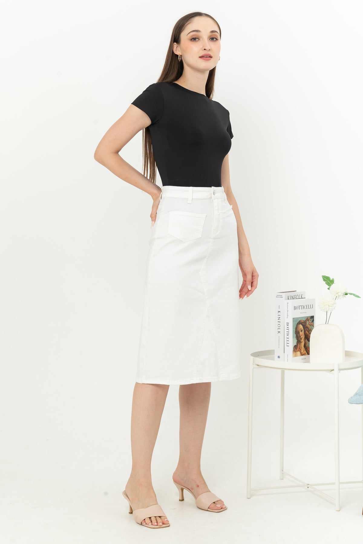 Skirt White Jeans s321