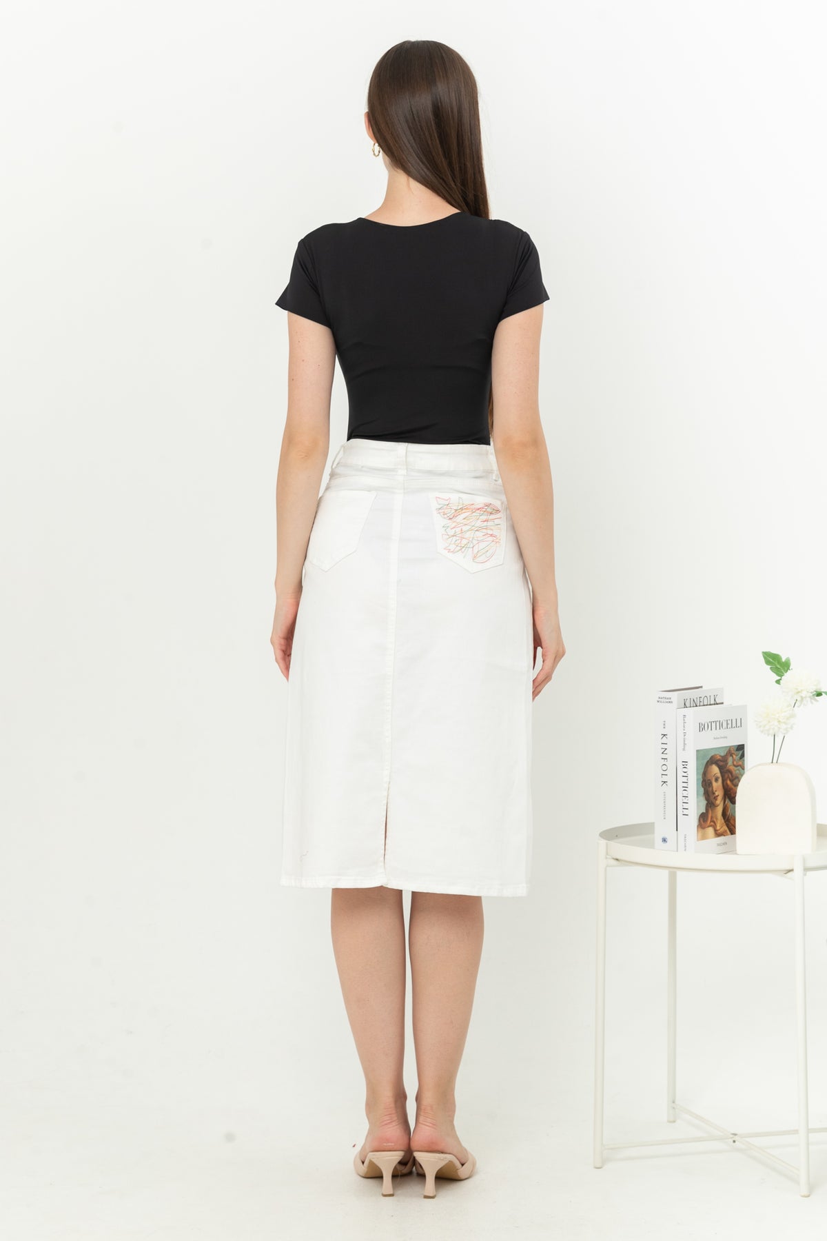 Skirt White Jeans s321