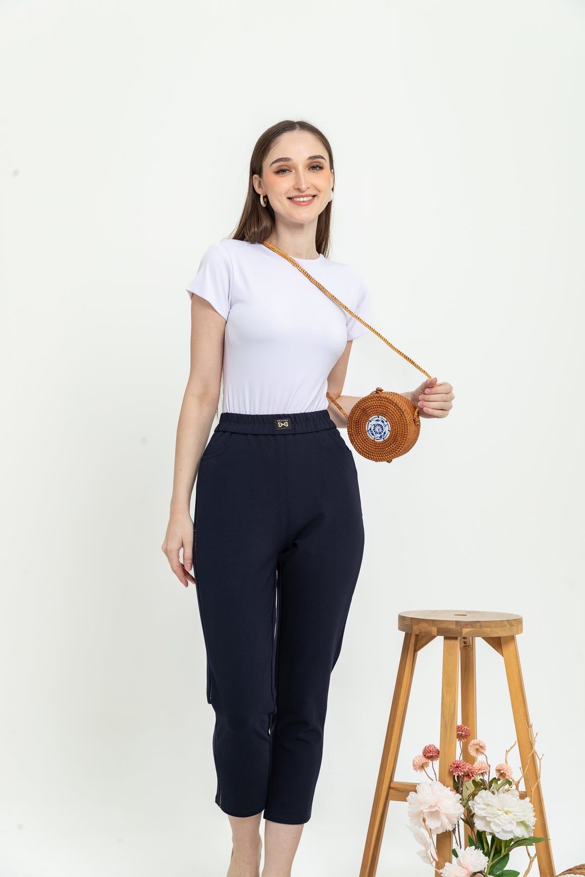 Combed Cotton Cropped Pants 9129