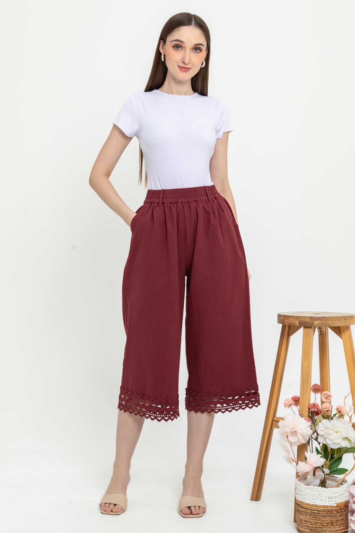 Linen Culottes Pants y9543