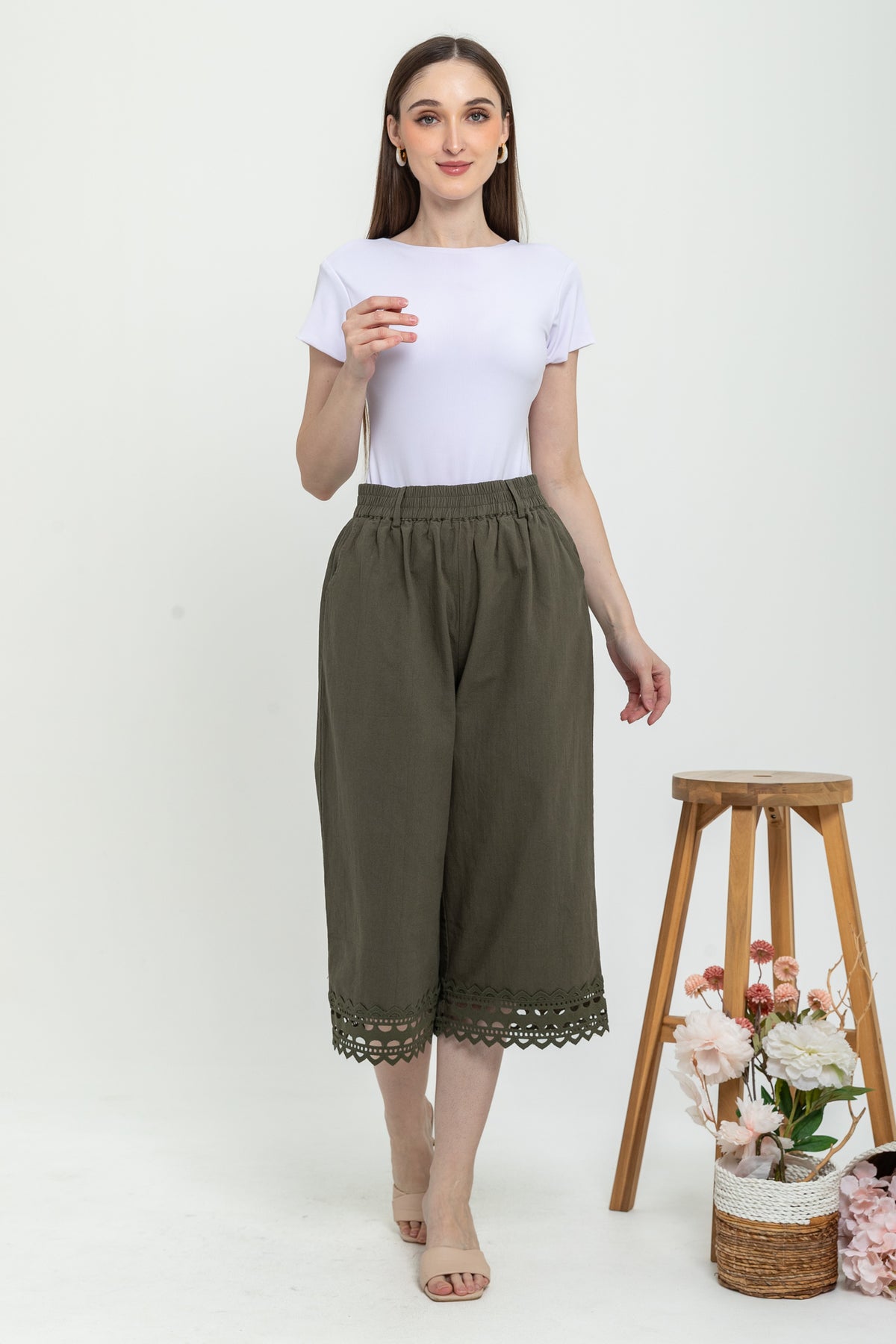 Linen Culottes Pants y9543