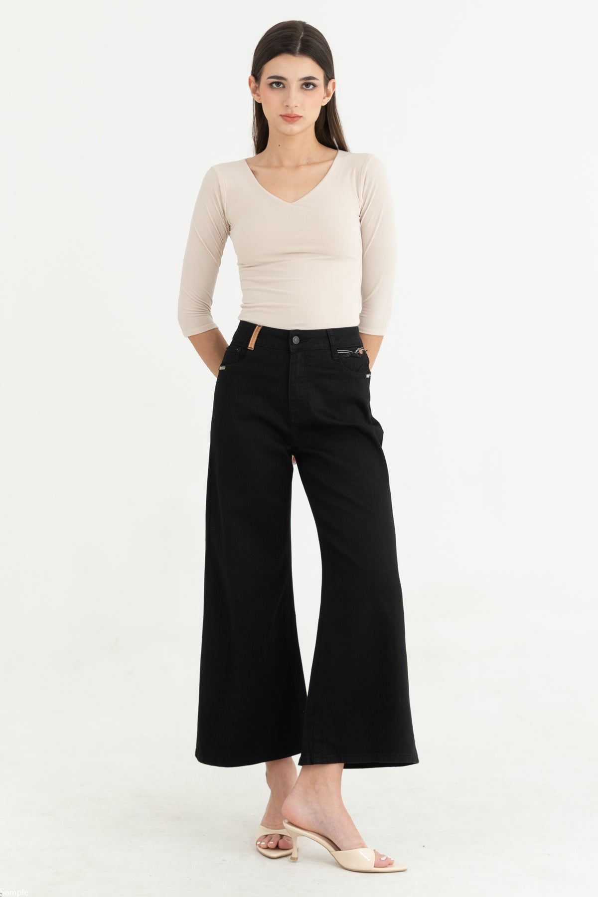 Wide Leg Black Jeans c219