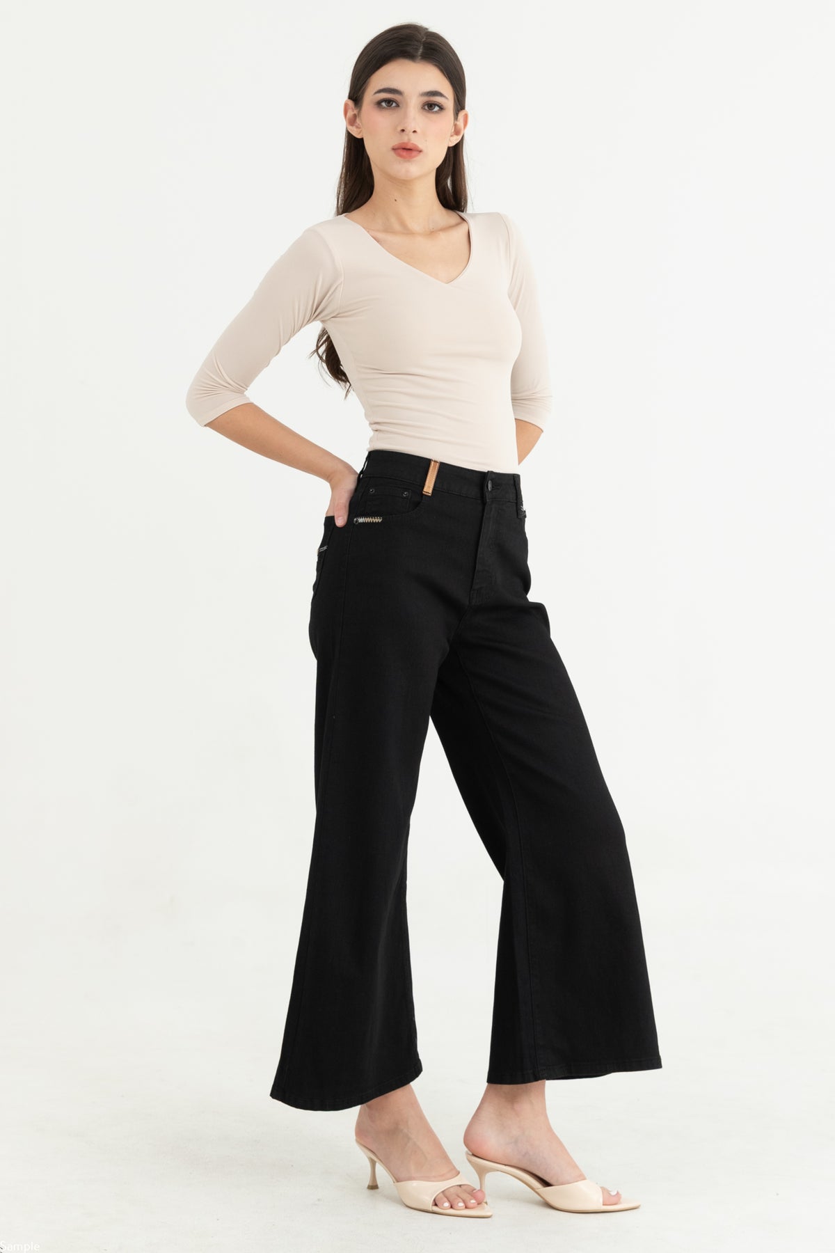 Wide Leg Black Jeans c219