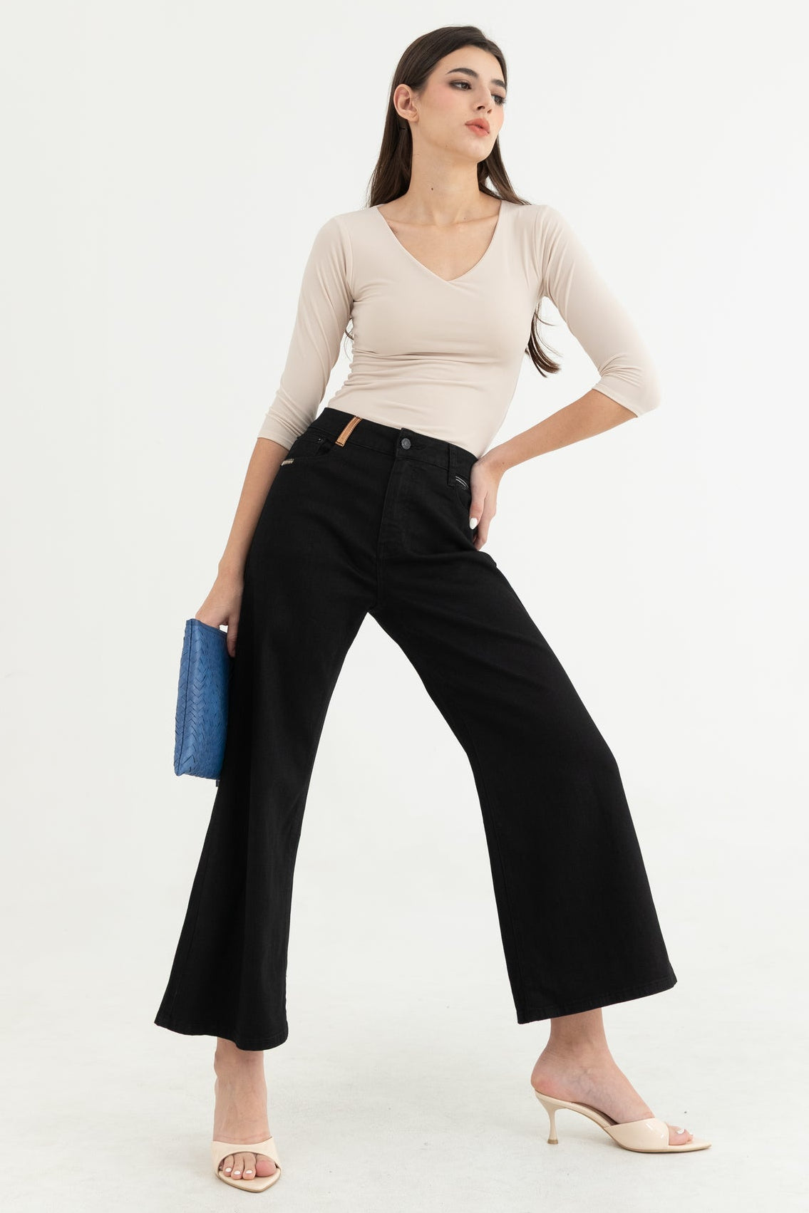 Wide Leg Black Jeans c219