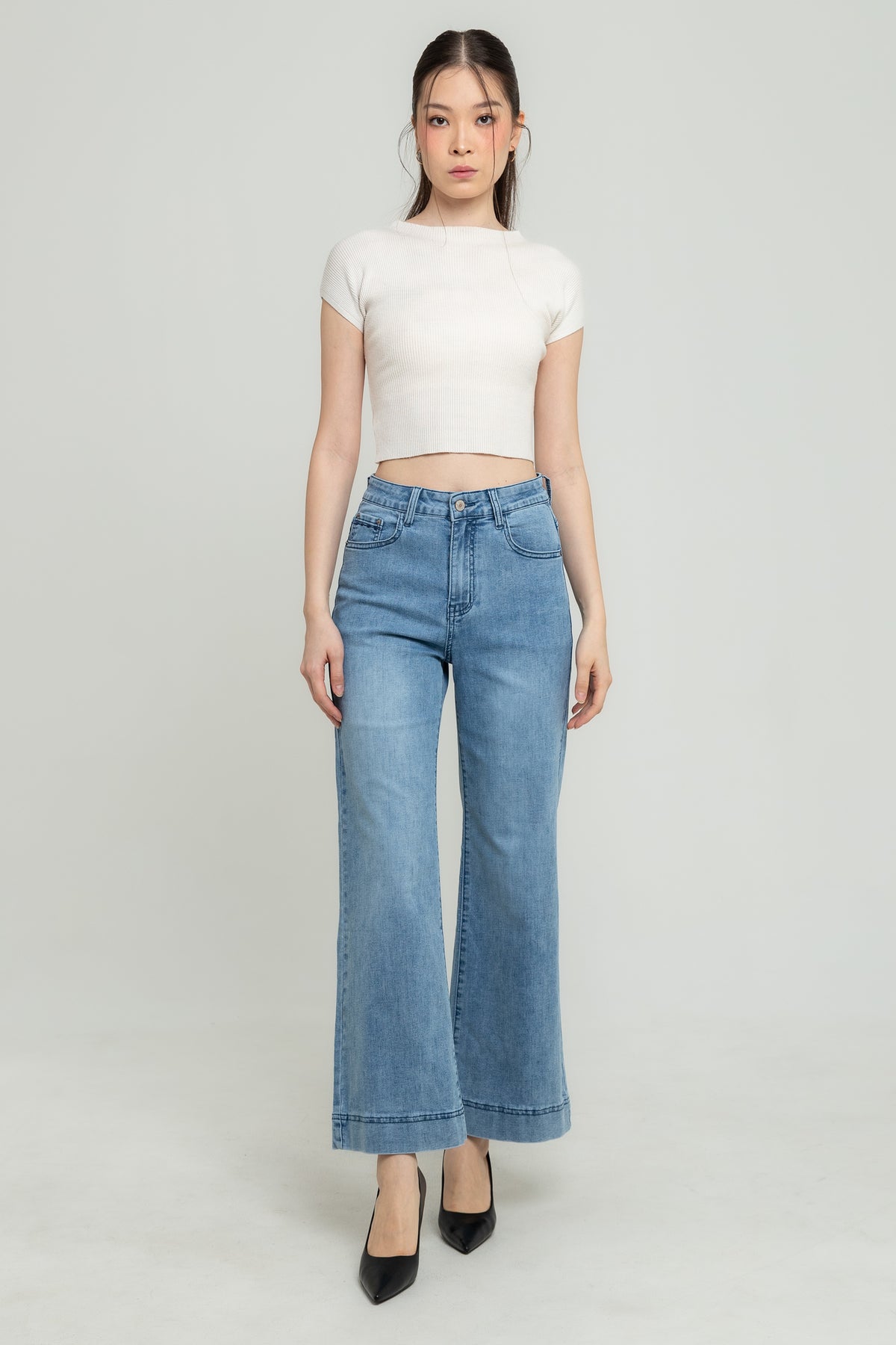 Wide Leg Light Blue Jeans s478
