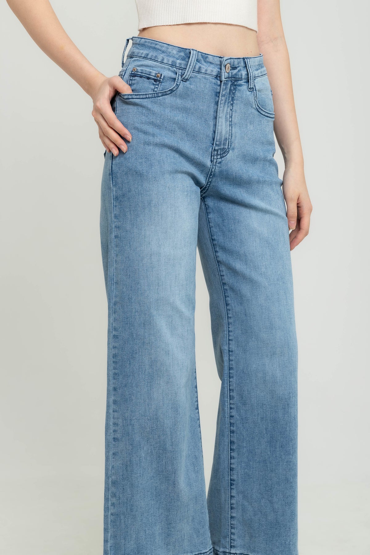 Wide Leg Light Blue Jeans s478