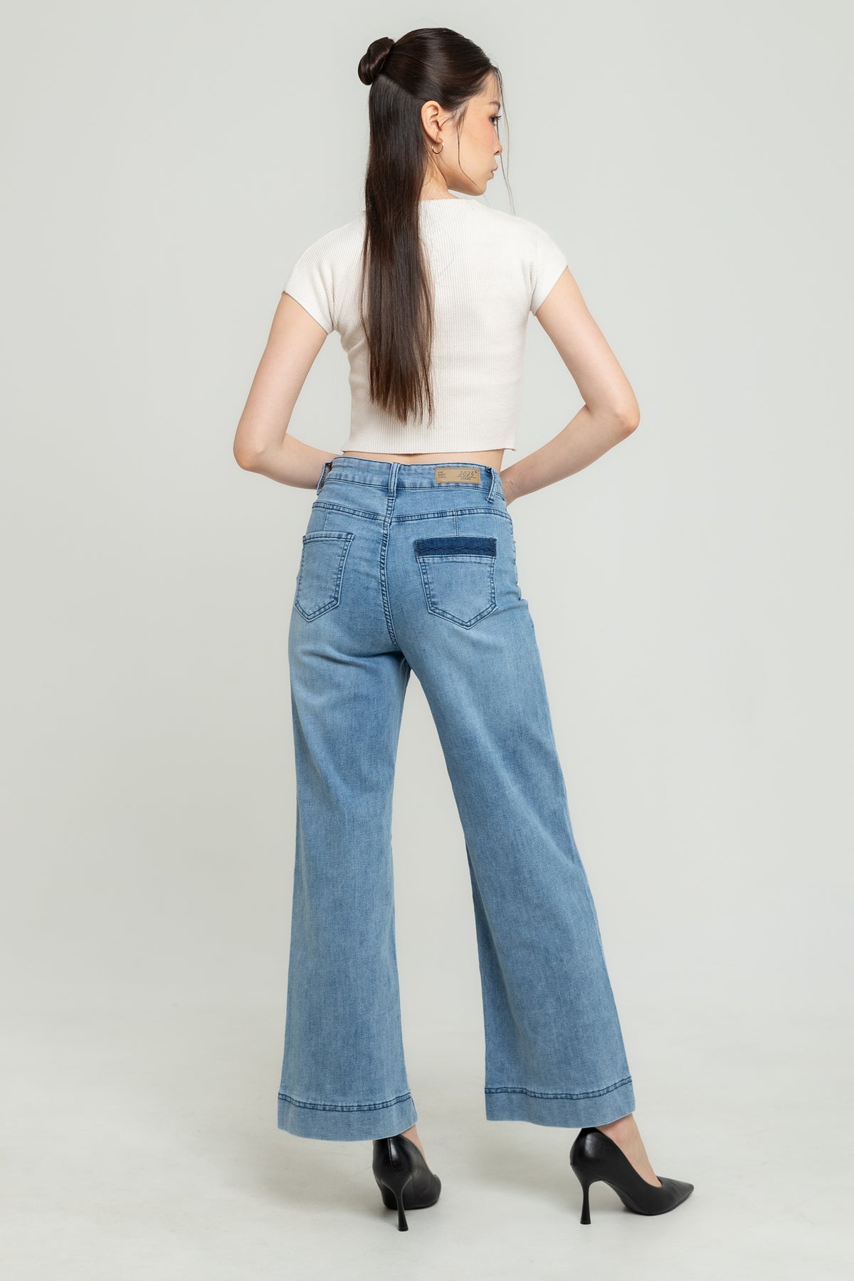Wide Leg Light Blue Jeans s478