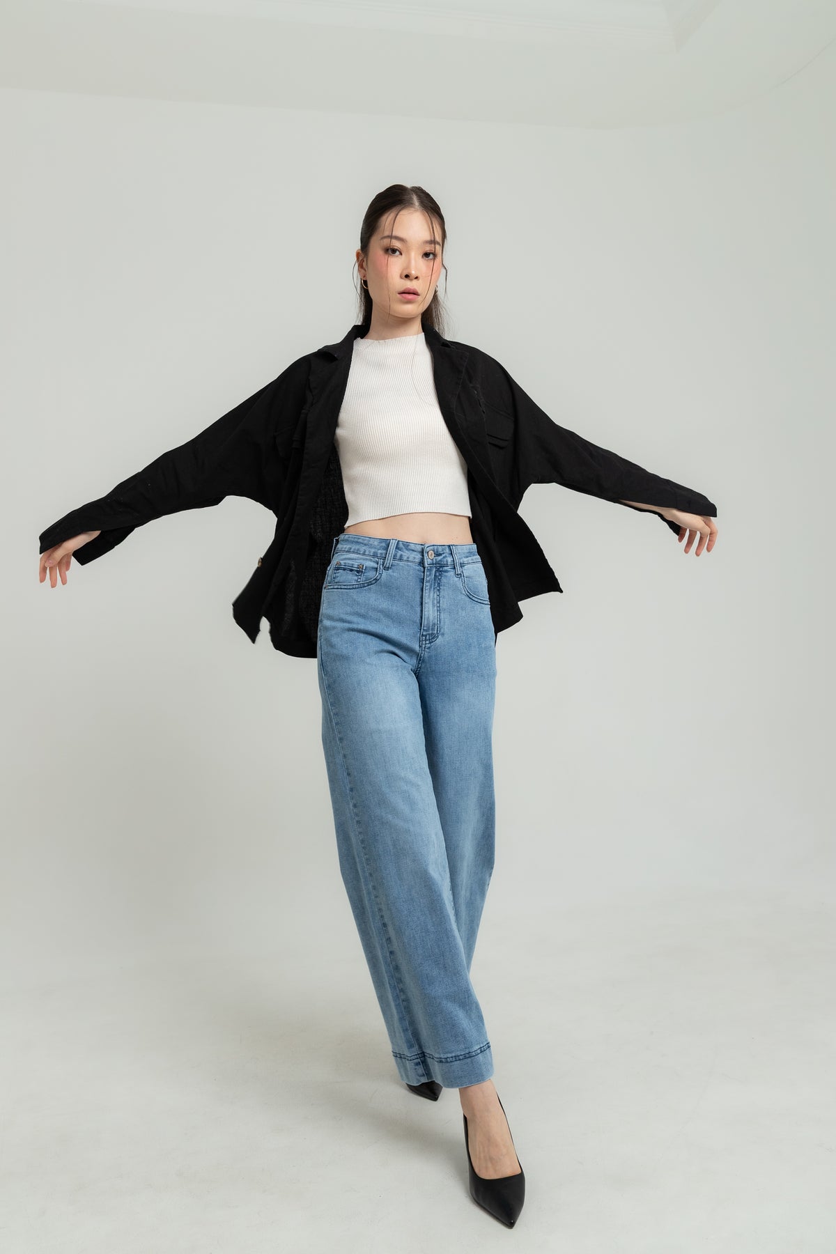 Wide Leg Light Blue Jeans s478