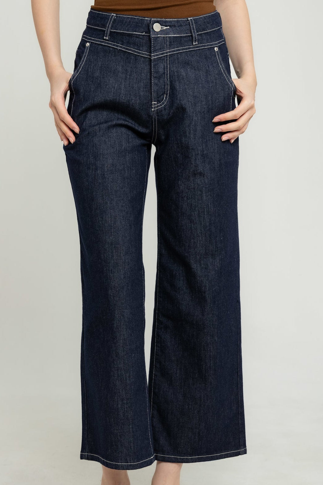 Wide Leg Dark Blue Jeans c185