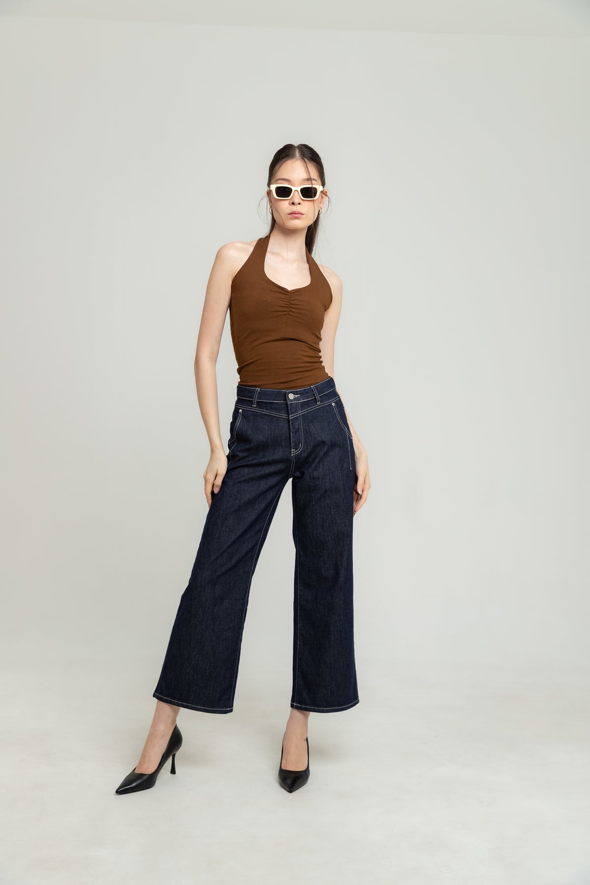 Wide Leg Dark Blue Jeans c185