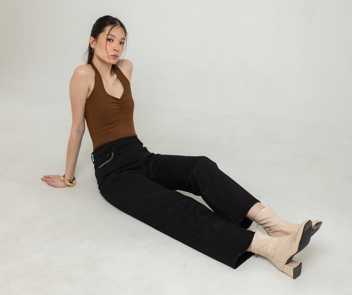Wide Leg Black Jeans s482