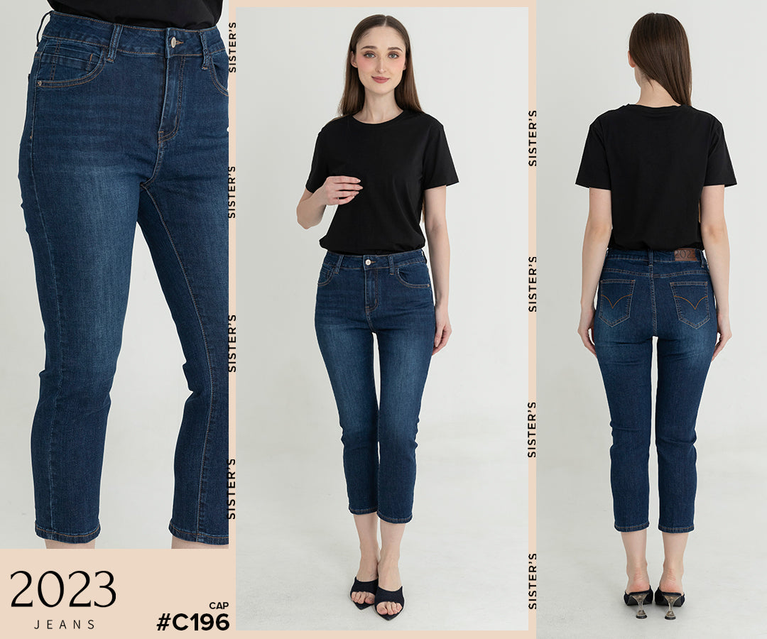 Cropped Dark Blue Jeans c196
