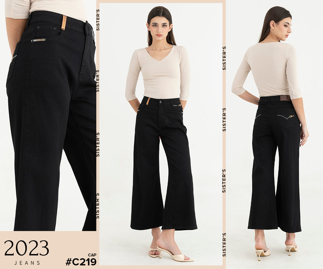 Wide Leg Black Jeans c219