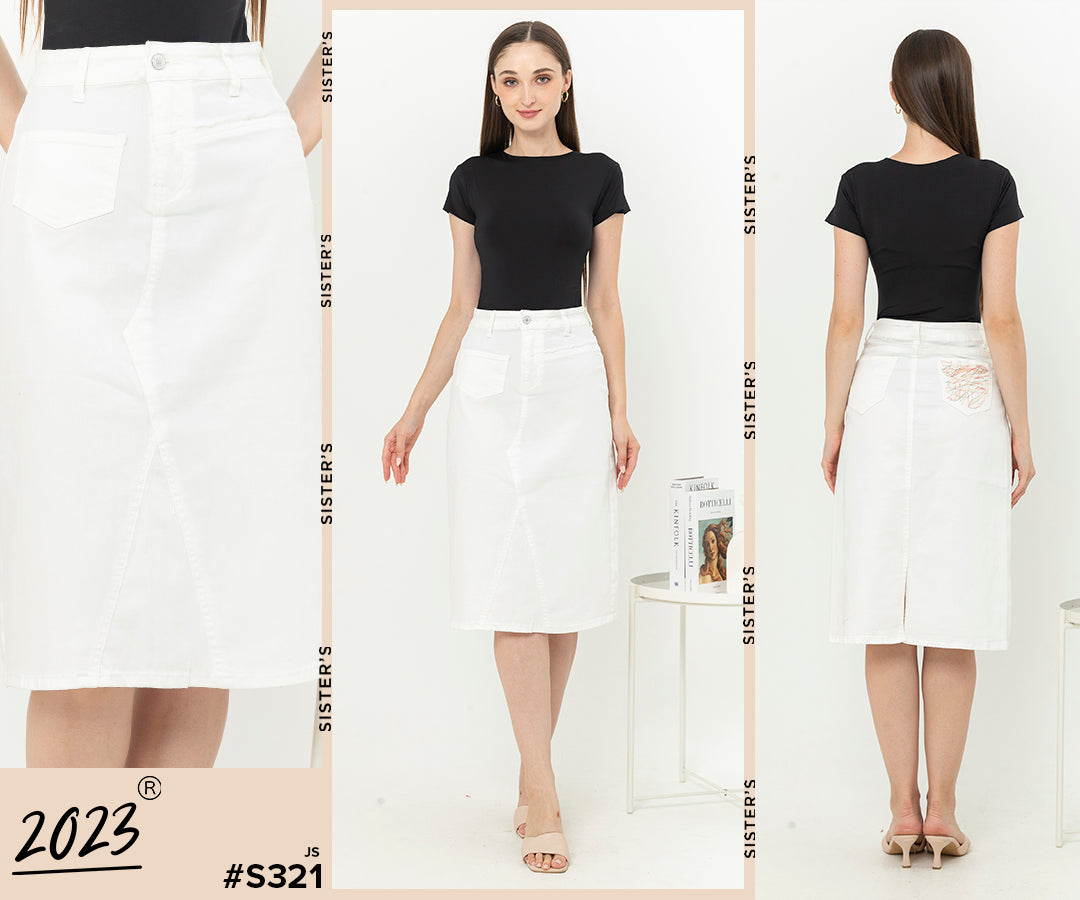 Skirt White Jeans s321