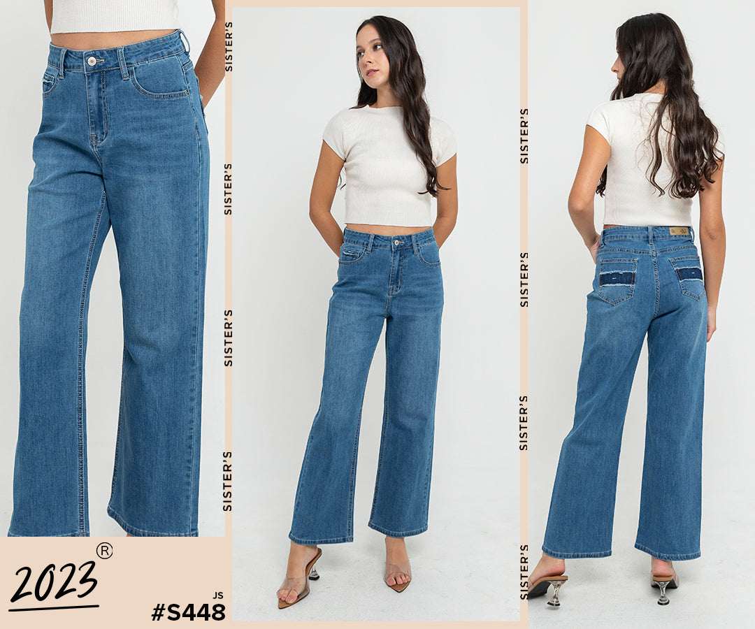 Wide Leg Light Blue Jeans s448