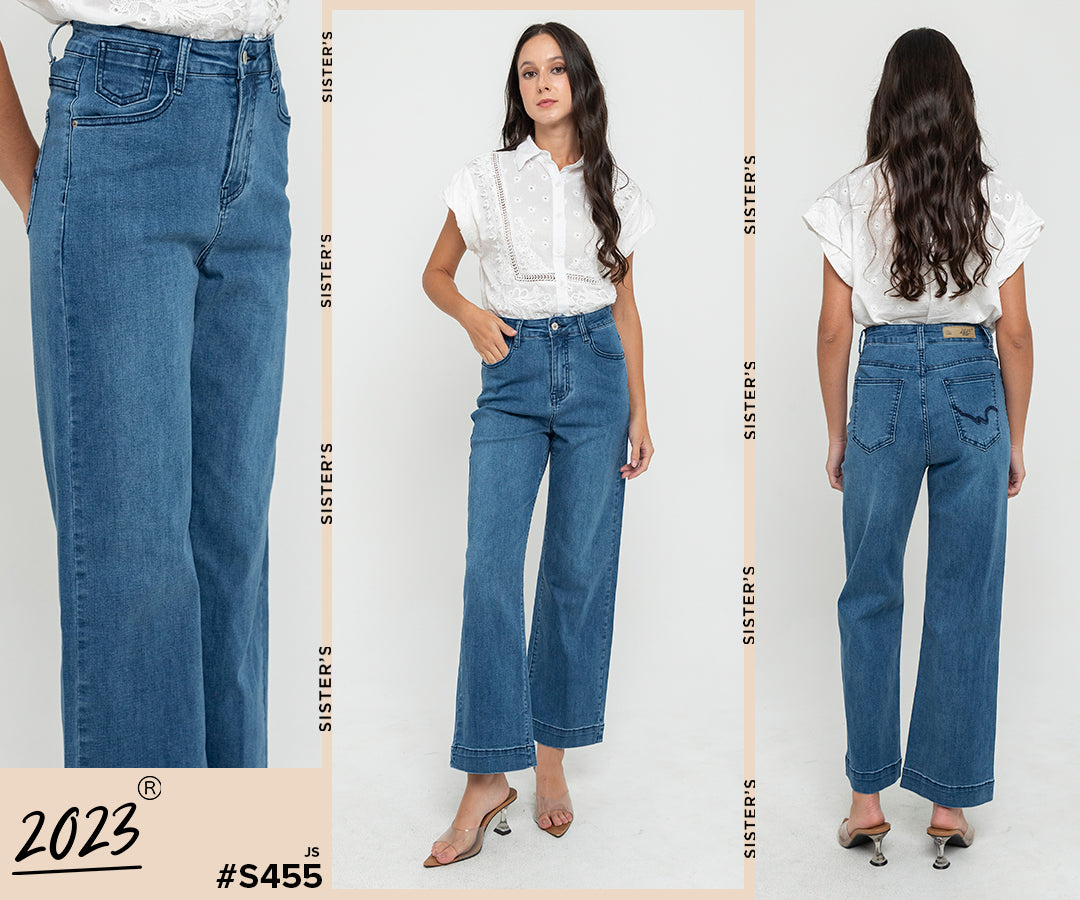 Wide Leg Dark Blue Jeans s455