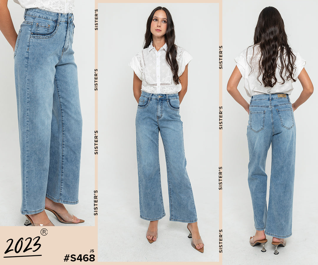Wide Leg Light Blue Jeans s468