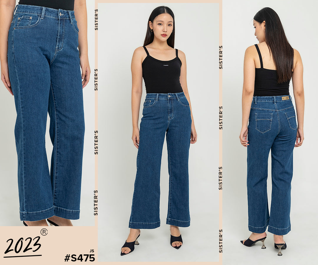 Wide Leg Dark Blue Jeans s475